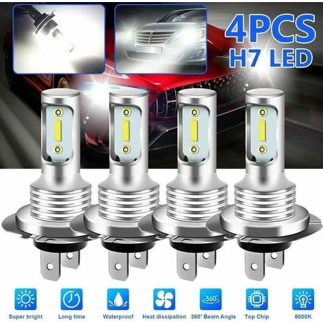 4pcs 1860 H7 80W haute puissance LED antibrouillard lampe phare de voiture ampoule 6000K lumiere blanche (1/5)