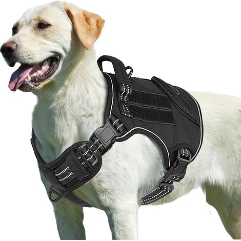 Harnais Tactique pour Chien de Grande Taille sans Traction avec poignée et Clip Avant, Gilet Militaire réglable et Robuste pour Grande Race – Dogue Allemand, Berger Allemand (L) (1/5)