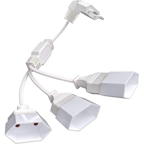 Câble D'extension Euro 3 en 1, 0.5m Rallonge d'alimentation Euro, Rallonge Prise Plate, 250 V/2.5 A Max pour Une Utilisation en Intérieur TV, Moniteur,PC (Blanc) (1/5)