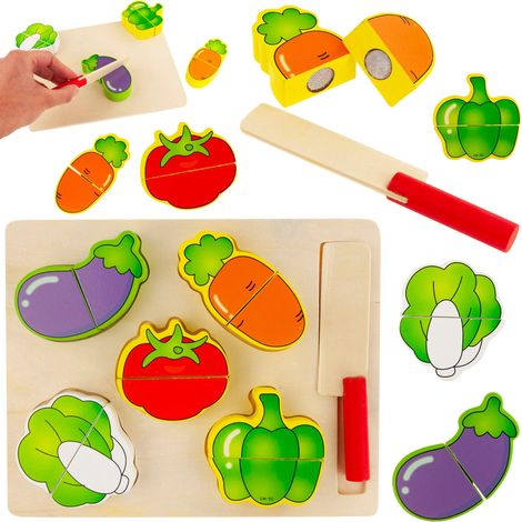 TG50017 Schneidebrett aus Holz für Gemüse und Obst, Messer, Klettverschluss-Set (1/5)