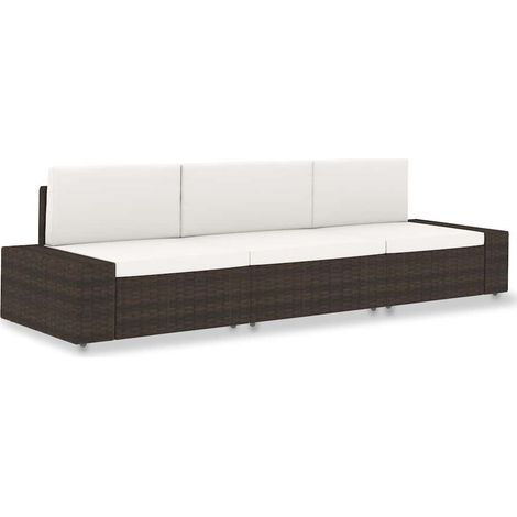 Canapé sectionnel 3 places-Sofa Résine tressée Marron (1/5)