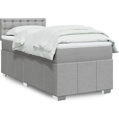 Boxspringbett mit Matratze Hellgrau 90x190 cm Stoff