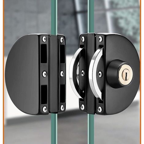 Serrure de porte en verre sans perçage Acier inoxydable Plaque d'acier à quatre couches Pour verre trempé 10-12mm (1/5)