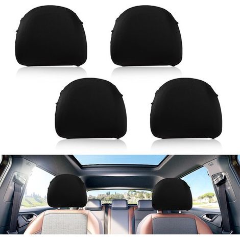VVGoods，Fundas universales para reposacabezas de coche，Protección antipolvo，autobuses y autocares，Juego de 4，Negro (1/5)
