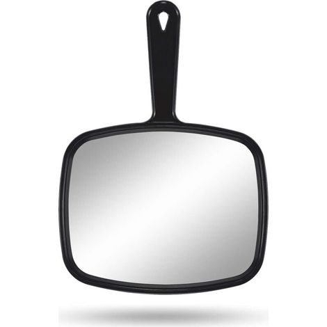 Specchio a mano, 23 cm L x 31,5 cm P, specchio da salone con maniglia, quadrato nero (1/4)