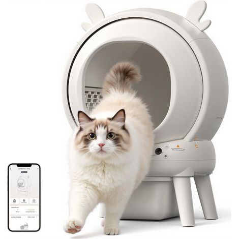 Litiere Chat Autonettoyante,73L Litiere Automatique avec 9 Capteurs De Sécurité,Contrôle par Application 2.4 GHZ,Protection Anti pincement,Bac Litiere pour Chat Sûre et Automatique (1/5)