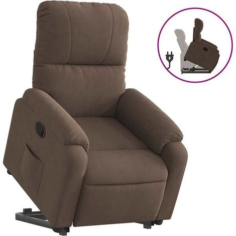 Fauteuil inclinable en tissu microfibre marron (1/5)