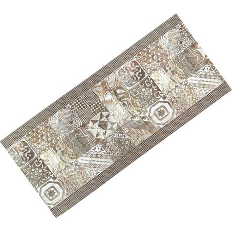 Tapis de chemin en majolique beige antidérapant – Chemin de cuisine neutre en PVC lavable – Fabriqué en Italie, facile à nettoye Cm. 50x80 (1/5)