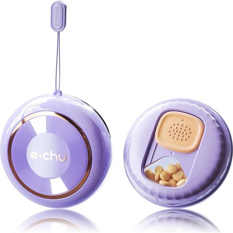 Petit pilulier de voyage, pilulier quotidien à 4 compartiments, mini-pilulier portable (violet) (1/5)