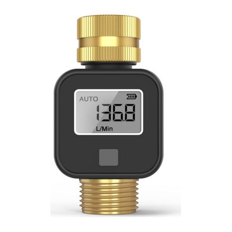 Compteur d'eau numérique LCD en temps réel haute précision alertes réglables ABS pour la maison/le jardin Batterie sans dispositif de mesure de débit (1/5)