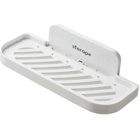Support mural creux pliable avec égouttoir pour pots à épices, savons et autres récipients, idéal pour la cuisine et la salle de bain. Étagère multifonctionnelle. (1/5)
