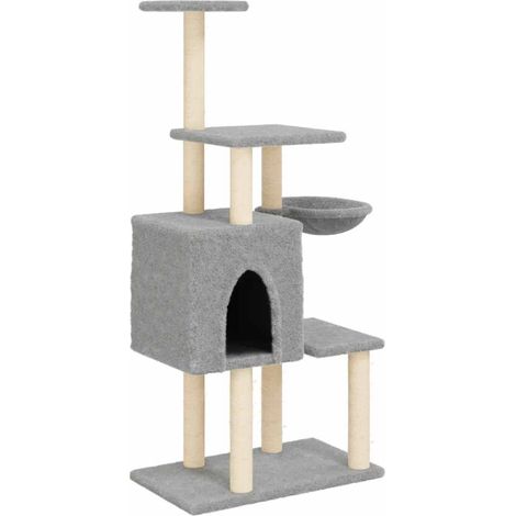 vidaXL Rascador para gatos con postes de sisal gris claro 131 cm (1/2)