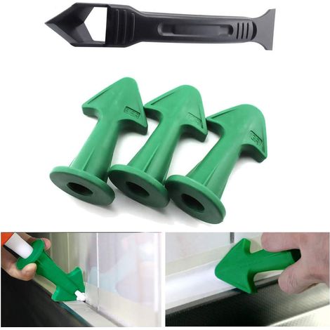 3pcs Kit d'embout et de raclette pour joints, mastic silicone, kit d'outils pour joints lisses pour salles de bains, cuisines, chambres, sols et coins. (1/5)