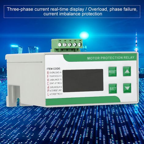 Relais protection moteur électrique numérique 380V AC 2-99A surcharge manque phase avec afficheur (380V) (1/5)