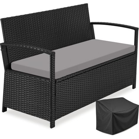 Banc de jardin en rotin 2 places, résistant aux intempéries (1/5)