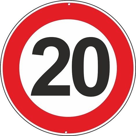 Vitesse maximale 20 Km Horaires signalisation routière panneau en aluminium métal rond épais 3 mm pour extérieur Ø 30 (1/5)