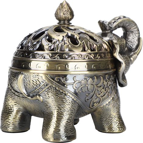 Elefantenförmiger Räuchergefäß-Aromatherapie-Ornament für Wohnzimmer, Eingangsbereich, Schlafzimmer (Bronze) (1/5)