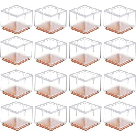 Lot de 16 Chaise jambe Sol protecteurs avec feutre Patins Caps Chaise de meubles Coussinets,Conseils Carré (1/5)