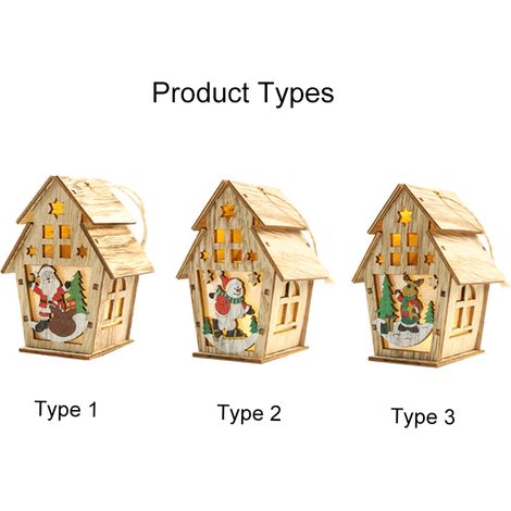 LED-beleuchtetes Holzhaus, Weihnachtsdekoration, Hängender Baum, Weihnachtsbaum für Partys, Winter, Zuhause, Café, Büro, Geschenk, 1 Stück, Größe/Länge optional (1/5)