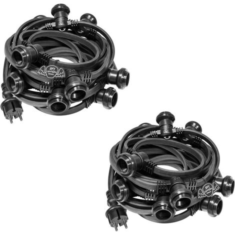 Guirlande lumineuse d'extérieur 20m noire IP65 – 20 douilles E27 pour ampoules LED – Raccordable jusqu'à 100m – Étanche pour événements extérieurs