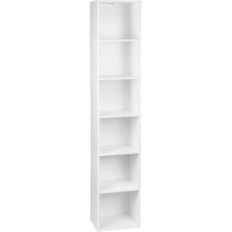 Bibliothèque cube haute à 6 compartiments, étagère de rangement blanche en MDF et panneau de particules, avec dispositif anti-basculement, pour salon et bureau  CHICFURN (1/5)