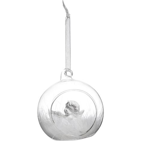 Innenkugel Engel mit Feder 8cm Glas -