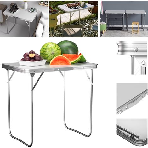 Table de camping pliante en aluminium, pour pique-nique, fêtes et barbecue, d'intérieur/d'extérieur, 80 x 60 x 70 cm