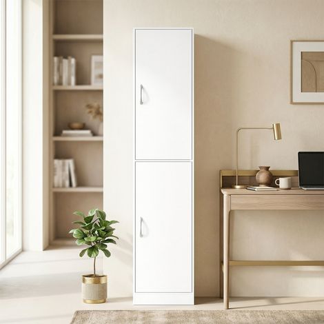 Estantería de 180 cm de altura, moderna, de 5 niveles con baldas ajustables, mueble de almacenamiento independiente, color blanco. (1/5)