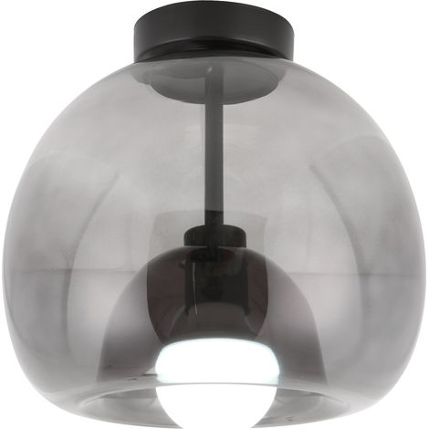 Lampara Techo De Vidrio Plafones Moderno Lampara Techo Vintage E27 Lámpara de Techo Redonda Para Cocina Comedor Negro