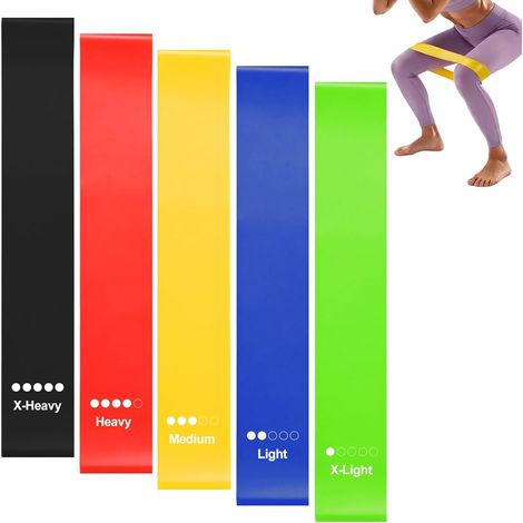 Lot De 5 Bande De Resistance Musculation - 5 Niveaux, Elastique Musculation Et Bande Elastique Fitness pour Fitness, Pilates, Yoga Et Sport Maison, Entraînement Complet À La Maison Et en Salle (1/5)