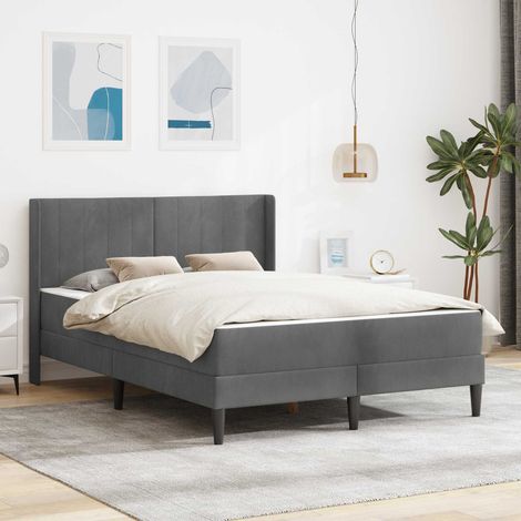 vidaXL Bettgestell mit Matratze Dunkelgrau 140 x 190 cm Samt (1/5)