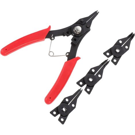 Pince à Circlips Kit Pratique en Acier Rouge, Outil Multifonction Portable Retrait et L'installation de Bagues de Retenue pour Travaux Précis (1/5)