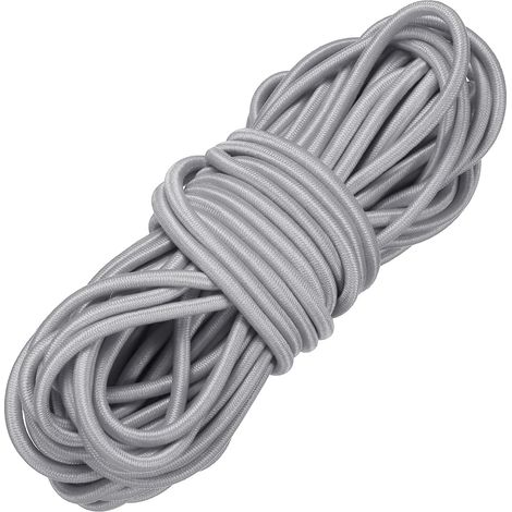 Corde élastique en polyester robuste de 0,3 cm x 9,1 m, corde élastique pour kayak, bâche, bateau, tente, camping, loisirs créatifs, gris clair (1/5)