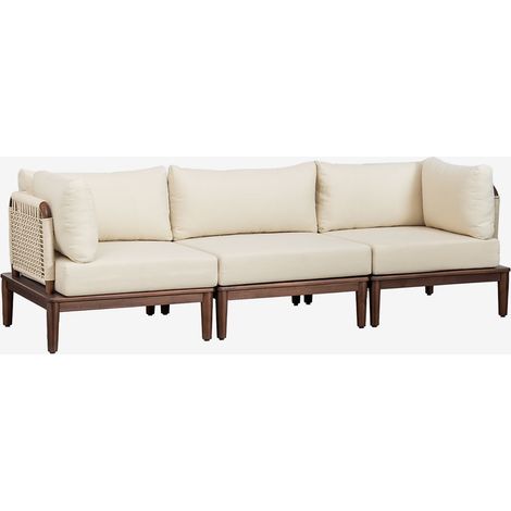 Divano modulare a 3 pezzi con 2 poltrone angolari in acacia Giulia SKLUM            