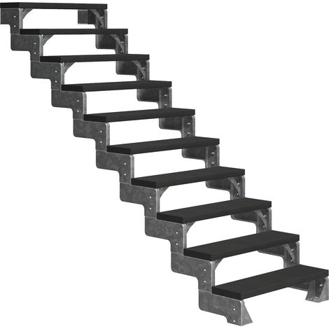 Dolle Außentreppe Gardentop 180-220cm Geschosshöhe mit Trimax anthrazit 100cm breit ohne Geländer
