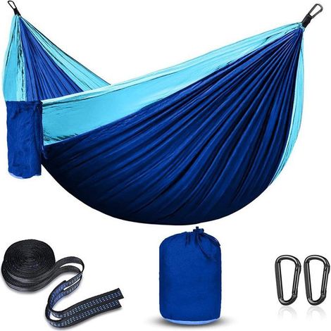 Ultralight camping hammock with carry bag, perfect for travel and backyard. Breathable and portable. (1/5)
