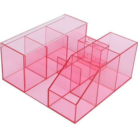 Grand boîtier de rangement transparent rose pour outils de tatouage, pose de cils et ongles artificiels, coffret organiseur grande capacité. (1/5)