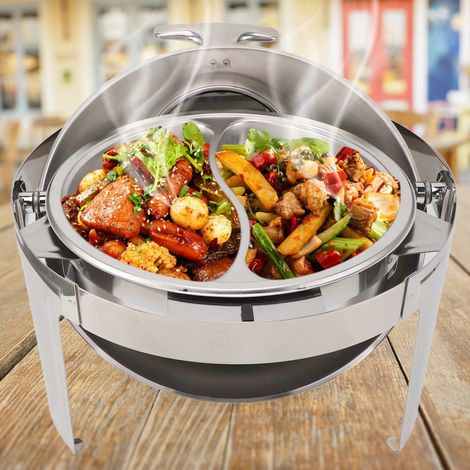 Bain-marie Buffet Set Chafer Buffet Inoxydable 6L Pour Banquets Et Catering Avec Couvercle Transparent Et Chauffage À Alcool Double Bac Pour Warm Food Buffet (1/4)