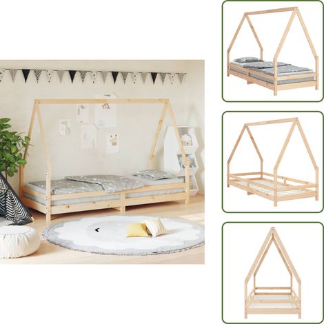 Cama infantil - vidaXL Estructura de cama para niños madera maciza de pino 80x200 cm - Cama de casa