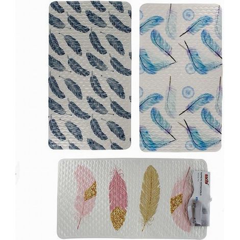 Trade Shop - Alfombrilla Antideslizante Para Muebles De Baño Con Plumas 38x70cm 59500 - (1/2)
