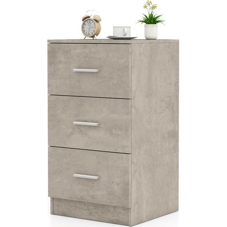 COSTWAY Comodino Camera da Letto 37 x 34 x 66,5cm, Cassettiera in Legno Moderno con 3 Cassetti, Mobile Salvaspazio per Soggiorno, Ufficio e Camerretta (1, Grigio) (1/5)