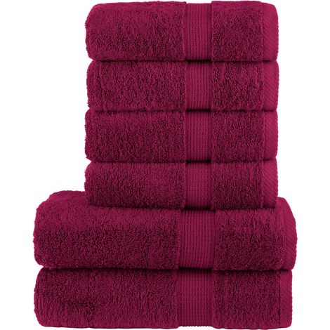 vidaXL 6 Piece Premium Towel Set "SOLUND" Bordeaux 600 gsm