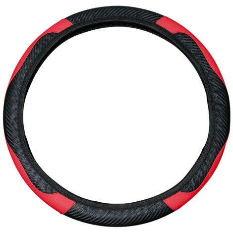 Yctze Couvercle de Volant en Cuir PU - Glissement, Accessoire Automatique Respirant et Confortable dans et Rouge (Noir Rouge). (1/5)