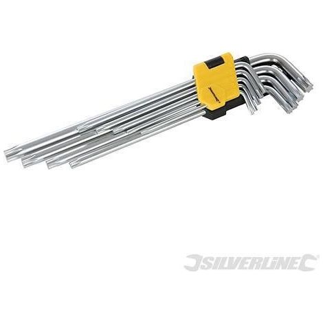 SET KIT 9 PZ CHIAVI TORX LUNGHE ELLE METRICHE A STELLA MANDRINO T10 T50 985 SL