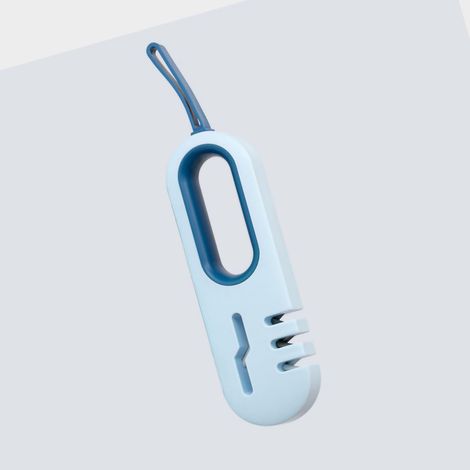 Affûteur de couteaux de cuisine, affûteur de ciseaux fin, appareil d'affûtage rapide, portable, à suspendre, bleu (1/5)