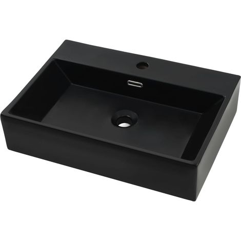 Lavabo con orificio para grifería de cerámica 60,5 cm negro 020002546 (1/4)