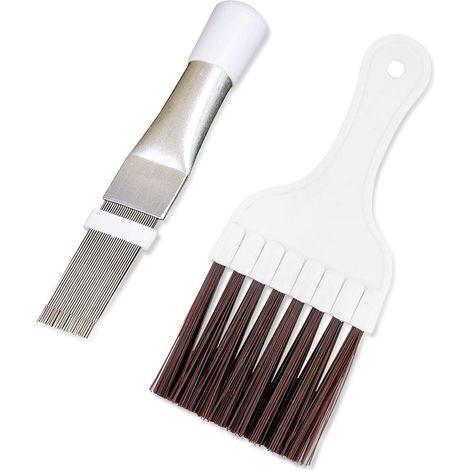 2 Pièces Brosse de Nettoyage Condenseur de Climatiseur, Acier Inoxydable Nettoyage Climatisation Brosse, Climatiseur Peigne à Condensateur Peigne (1/5)