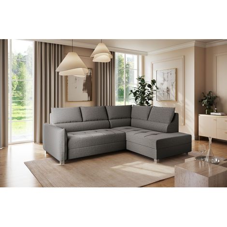 Ecksofa Schlafsofa Sofa MARNO in Stoff Vogue Grafit Ottomane Rechts (1/4)