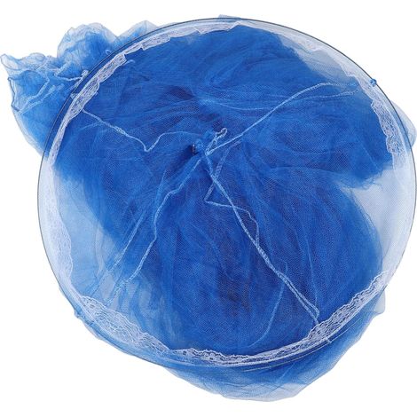 Moustiquaire ronde pour lit de princesse, rideau bleu respirant (1/5)