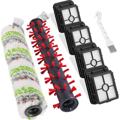 Rouleau De Brosse - Filtre HEPA - Pour Aspirateur Balai Sans Fil A Laveur - Rouleau Multi-Surfaces + Rouleau Pour Tapis + 4 Filtres + Brosse De Nettoyage (1/5)